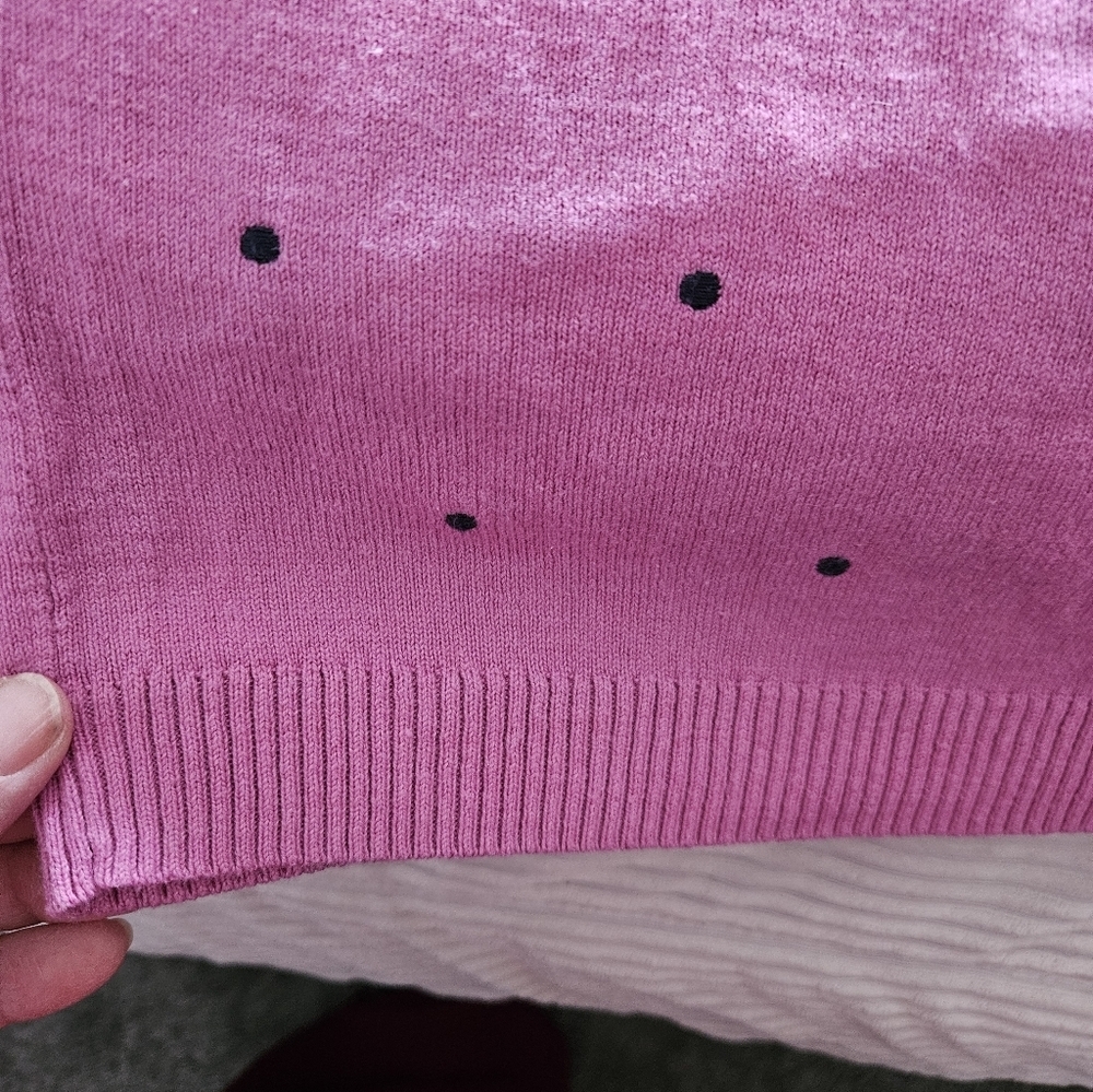J.Jill Pink Polka Dot Sweater Size L 3/4 Sleeve - Picture 4 of 5